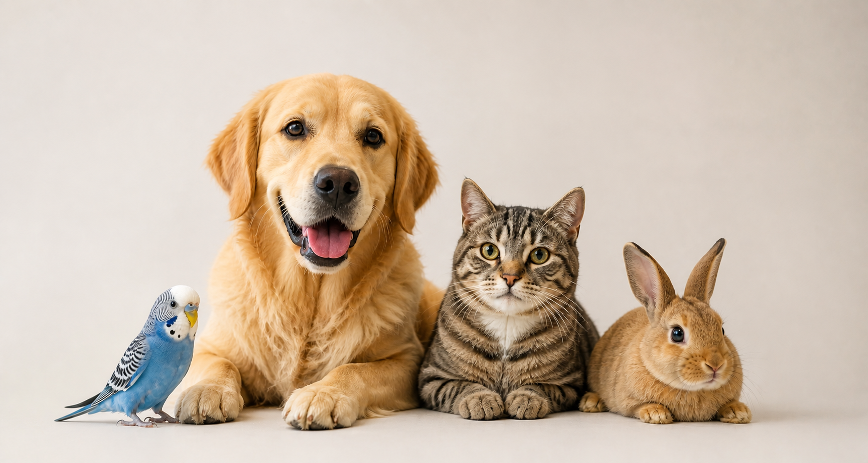 Cachorro, gato, coelho e pássaro — pets atendidos pela Clínica Zoovet